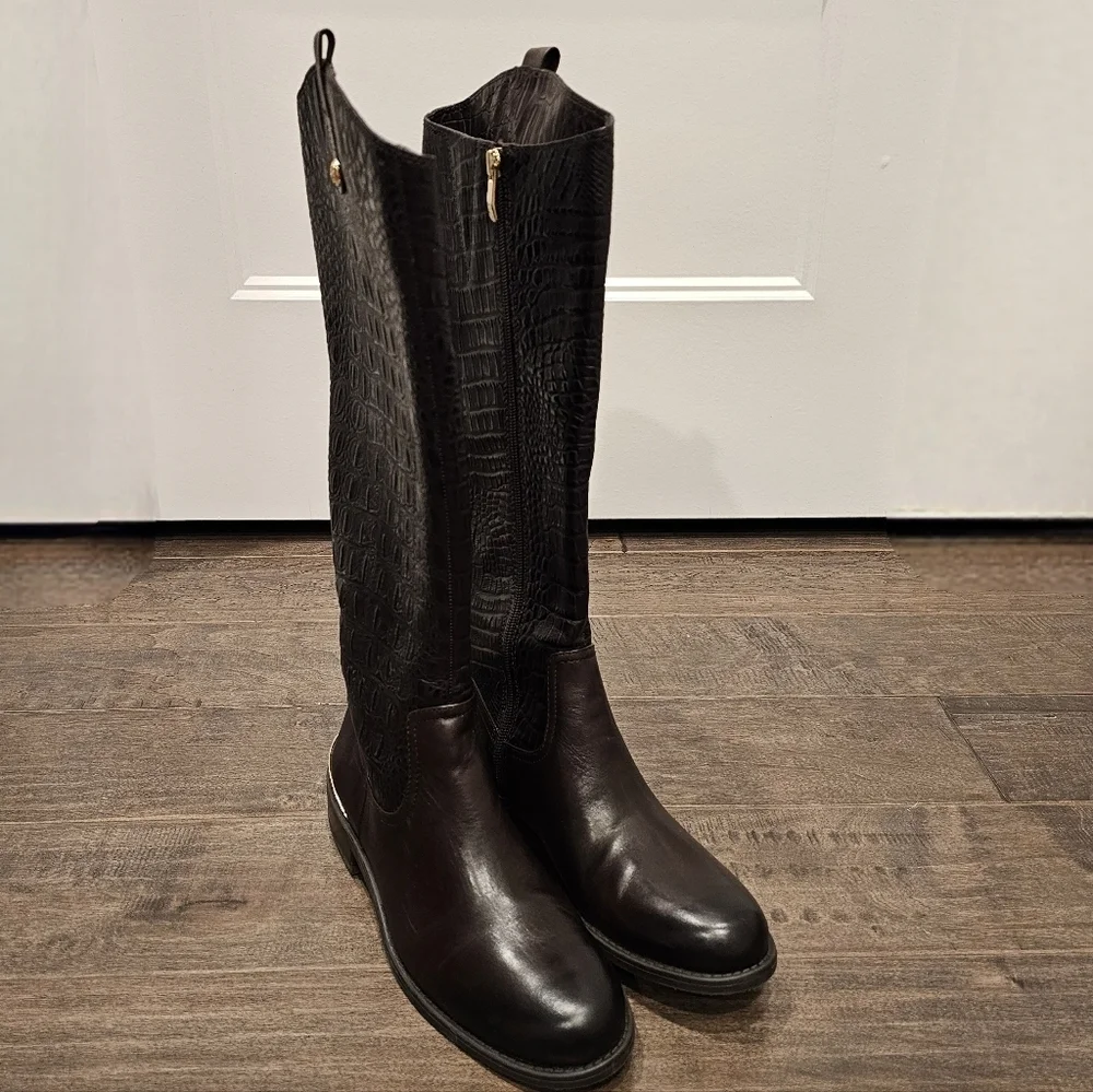 Beautiful Vince Camuto Leather Kamino Fudge Brownie Riding Boots Size 7.5